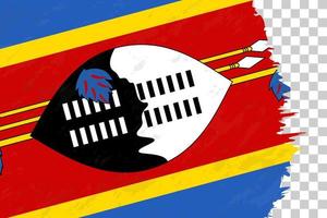 horizontale abstracte grunge geborsteld vlag van swaziland op transparant raster. vector