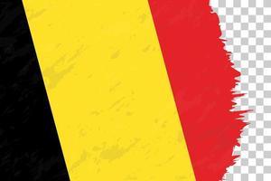 horizontale abstracte grunge geborsteld vlag van België op transparant raster. vector