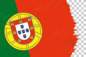 horizontale abstracte grunge geborsteld vlag van portugal op transparant raster. vector