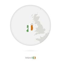 kaart van ierland en nationale vlag in een cirkel. vector