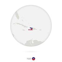 kaart van Haïti en nationale vlag in een cirkel. vector