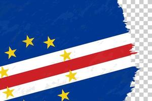 horizontale abstracte grunge geborsteld vlag van Kaapverdië op transparant raster. vector