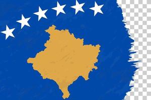 horizontale abstracte grunge geborsteld vlag van kosovo op transparant raster. vector