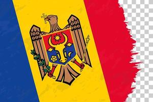 horizontale abstracte grunge geborsteld vlag van Moldavië op transparant raster. vector
