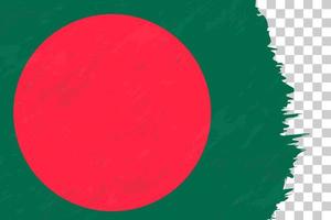 horizontale abstracte grunge geborsteld vlag van bangladesh op transparant raster. vector