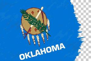 horizontale abstracte grunge geborsteld vlag van oklahoma op transparant raster. vector