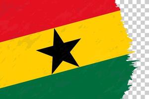 horizontale abstracte grunge geborsteld vlag van ghana op transparant raster. vector