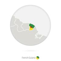 kaart van frans-guyana en nationale vlag in een cirkel. vector