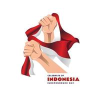 platte ontwerp hand met Indonesische vlag vector