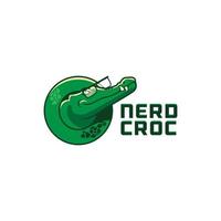 nerd krokodil logo vector