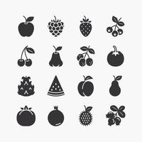 fruit en bessen pictogrammen instellen. op een witte achtergrond. vector icoon