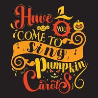 gelukkig halloween-t-shirtontwerp met halloween-elementen of handgetekend halloween-typografieontwerp vector