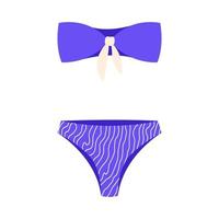 blauwe vrouwelijke badmode. damesmode bikini. vectorillustratie geïsoleerd op een witte achtergrond. vector