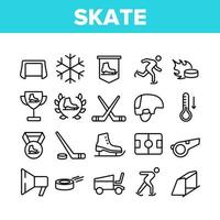 skate sportuitrusting collectie iconen set vector