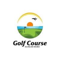 golfbaan logo ontwerpsjabloon. golfbaan logo concept vector. creatief pictogram symbool vector