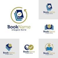 set boek check logo ontwerpsjabloon. boek check logo concept vector. creatief pictogram symbool vector