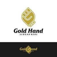 gouden hand logo ontwerpsjabloon. bal de hand logo concept vector. creatief pictogram symbool vector