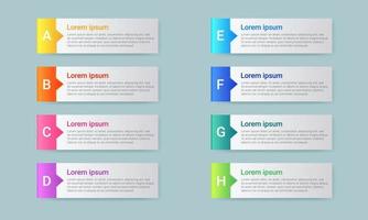 kleurrijke tekstkaderset voor infographic element. eenvoudig tekstlint voor presentatie, sjabloon voor spandoek en infographic ontwerp. geschikt voor workflow- en procesinformatie. vector