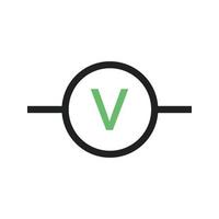 voltmeter lijn groen en zwart pictogram vector