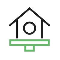 vogel huis lijn groen en zwart pictogram vector