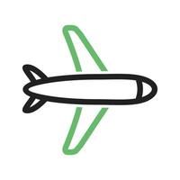 vliegtuig lijn groen en zwart pictogram vector