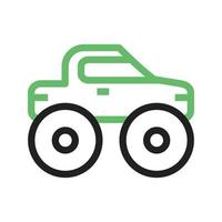 monster truck lijn groen en zwart pictogram vector