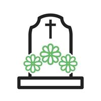 graf met bloemen lijn groen en zwart icon vector