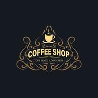 coffeeshop logo, badges en labels ontwerpelementen instellen. café vintage stijlobject. retro vectorillustratie. vector