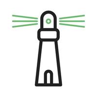 vuurtoren lijn groen en zwart pictogram vector