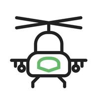 militaire helikopter lijn groen en zwart pictogram vector