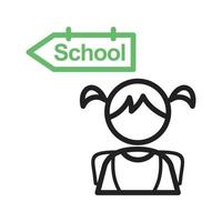 naar school gaan lijn groen en zwart pictogram vector