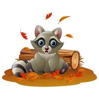 cartoon wasbeer in het herfstweer vector