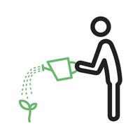 man plant lijn groen en zwart water geven icon vector