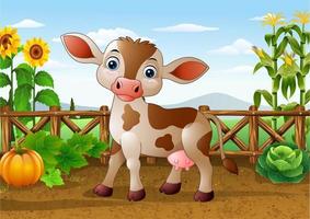 cartoon koe in de boerderij vector