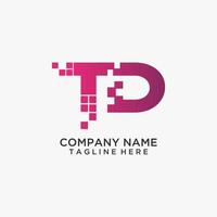 letter td digitaal logo-ontwerp vector