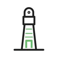 vuurtoren ik lijn groen en zwart pictogram vector