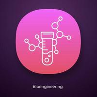 bio-engineering app icoon. biologische techniek. reageerbuis, molecuul. biochemie, biotechnologie. labuitrusting. ui ux-gebruikersinterface. web- of mobiele applicatie. vector geïsoleerde illustratie