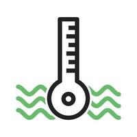 auto temperatuur lijn groen en zwart pictogram vector