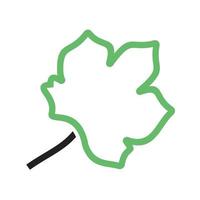 herfstblad lijn groen en zwart pictogram vector