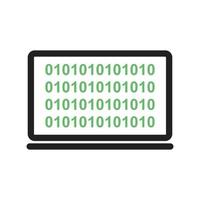 computer binaire code lijn groen en zwart icon vector