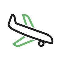 landing vliegtuig lijn groen en zwart pictogram vector
