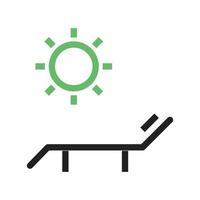 zonnebaden lijn groen en zwart pictogram vector