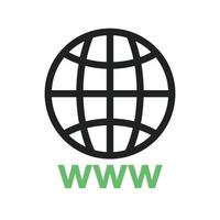 world wide web lijn groen en zwart pictogram vector