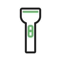 zaklamp lijn groen en zwart pictogram vector