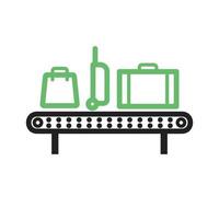 bagage carrousel lijn groen en zwart pictogram vector