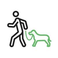 wandelende hond lijn groen en zwart pictogram vector
