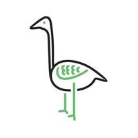 flamingo lijn groen en zwart pictogram vector