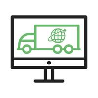 online logistiek lijn groen en zwart pictogram vector