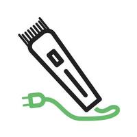 elektrische trimmer lijn groen en zwart pictogram vector