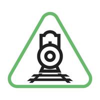 spoorweg teken lijn groen en zwart icon vector